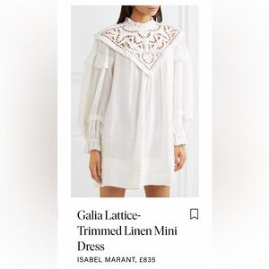 Isabel Marant Galia Linen Mini Dress In White Bohemian Mockneck Embroidery SizeM